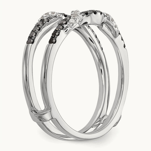 Black and White Diamond Guard, 14K White Gold