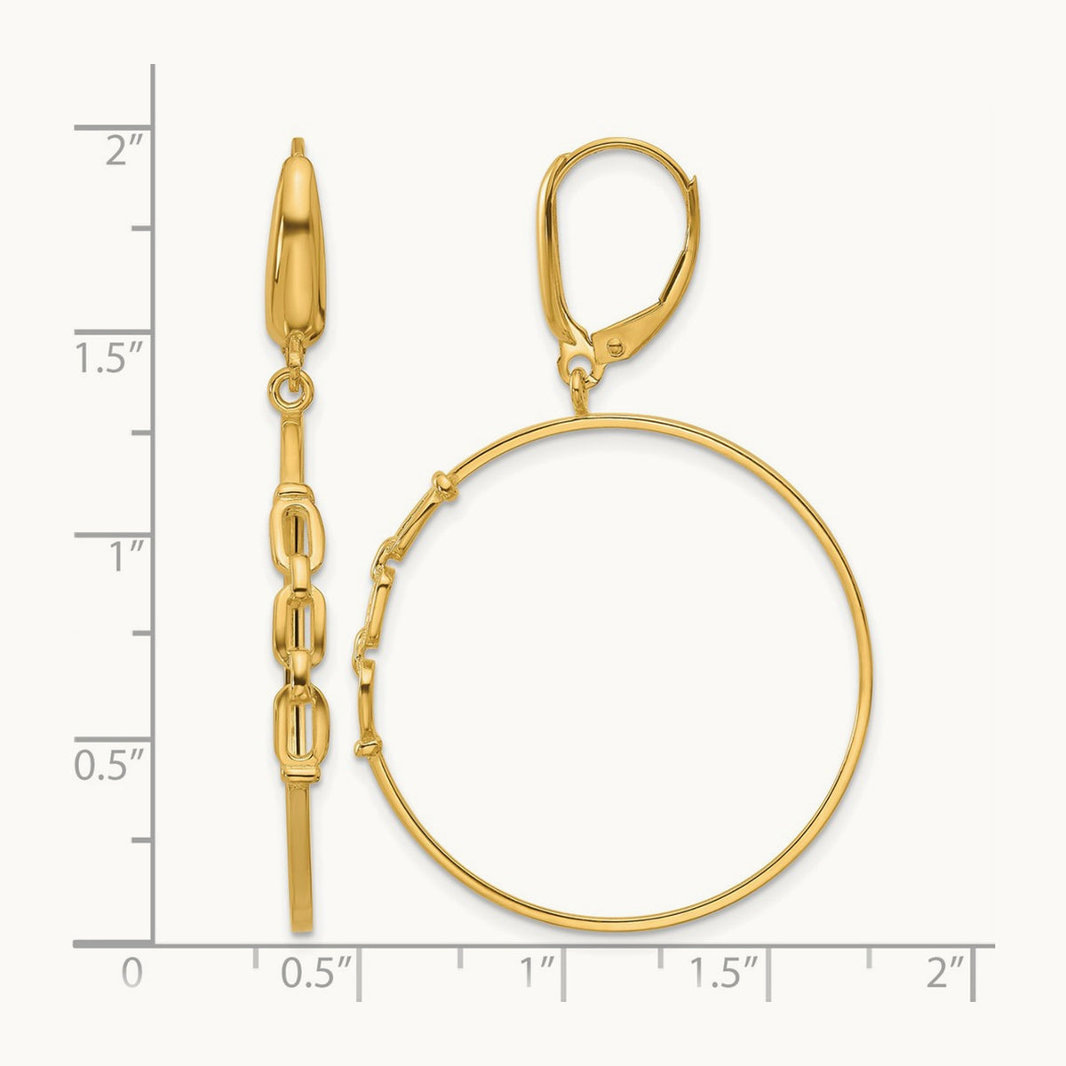 Polished Link Design Leverback Hoop Earrings, 14K — Leslie's
