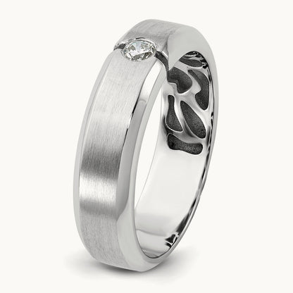 IB Goodman Mens Satin Complete 1/10ct Diamond Ring, 14K White Gold