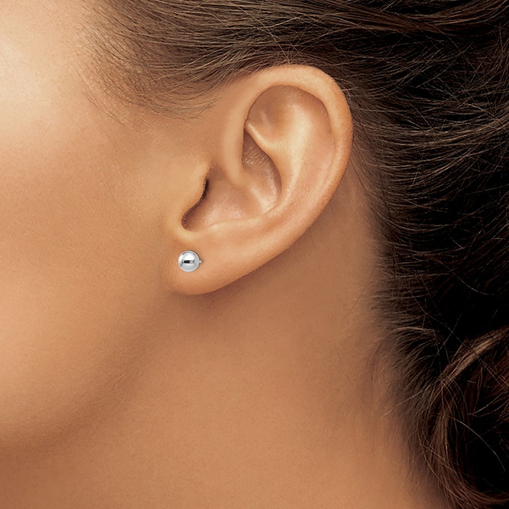 Polished Ball Post Earrings — 14K White Gold, 5mm