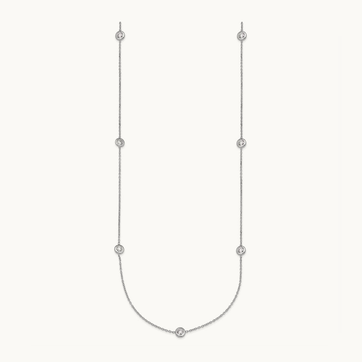 Platinum Polished Bezel Set Station Necklace, 0.75 ct tw Lab-Grown Diamond