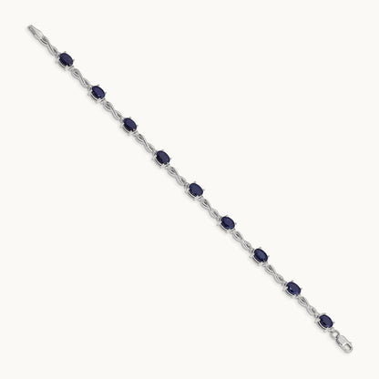 Diamond and Sapphire Bracelet, 14K White Gold