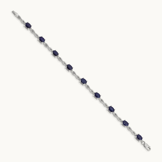 Diamond and Sapphire Bracelet, 14K White Gold