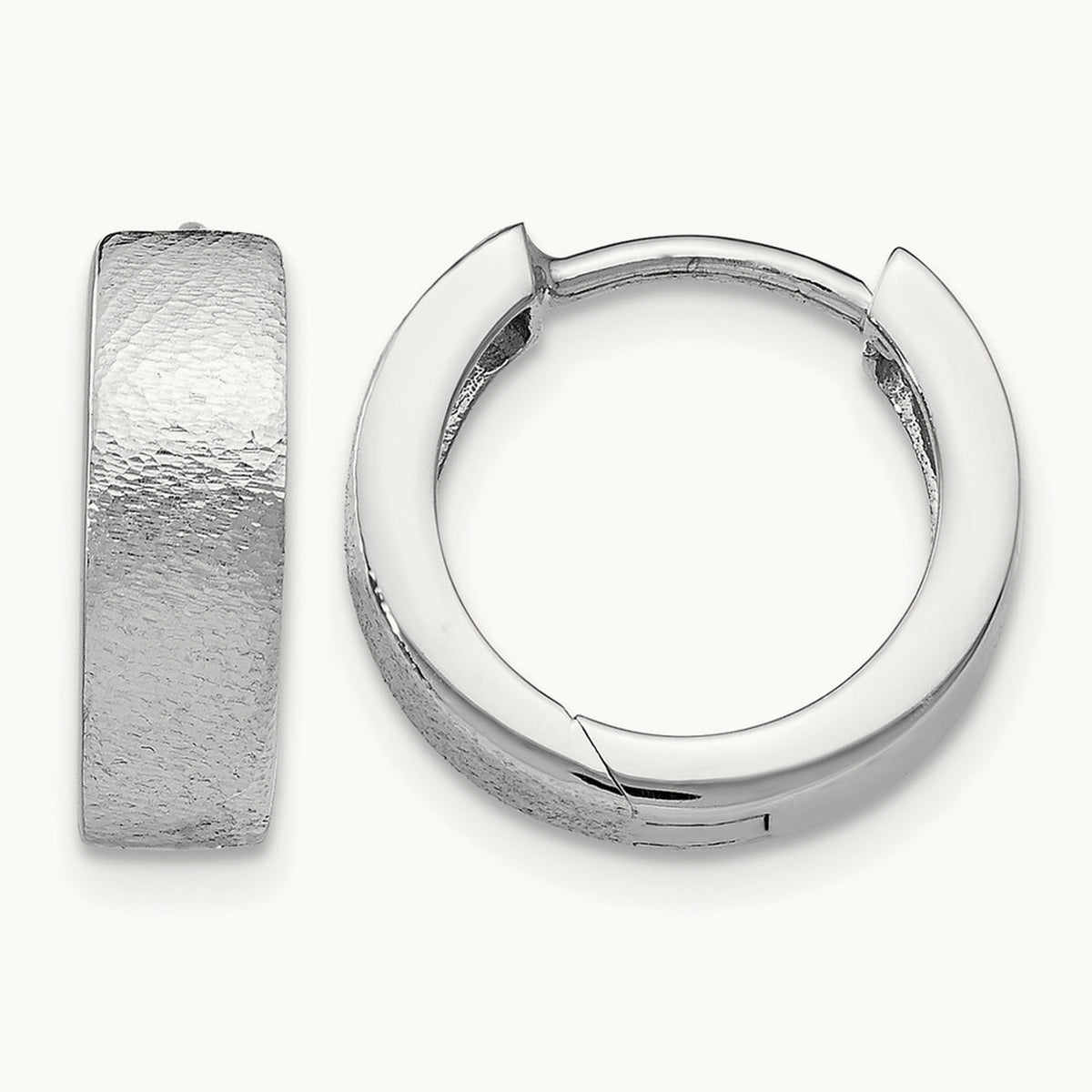 SS RH-plated Radiant Essence Textured Huggie Hoop Earrings — Leslie's