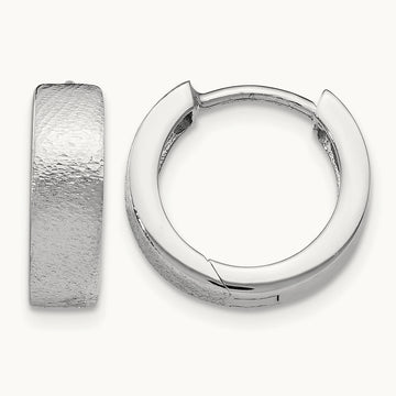 SS RH-plated Radiant Essence Textured Huggie Hoop Earrings — Leslie's