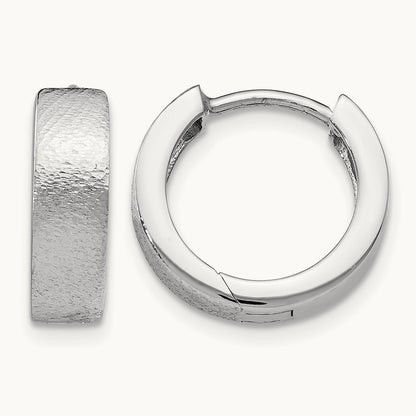 SS RH-plated Radiant Essence Textured Huggie Hoop Earrings — Leslie's