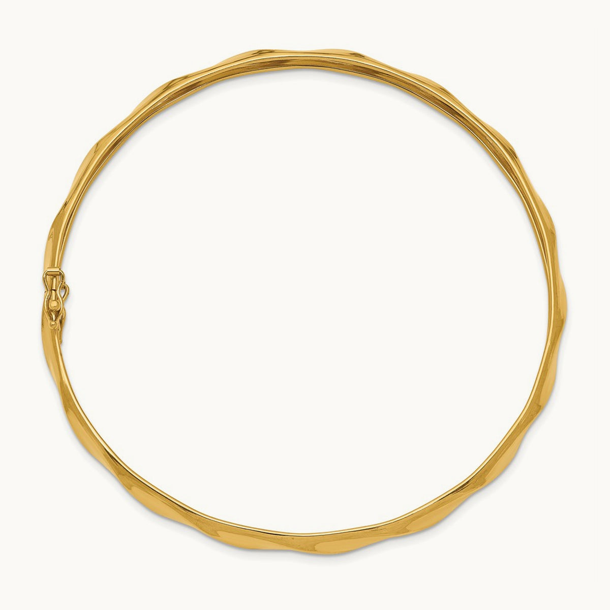 Polished Twisted Flexible Bangle — 14K Yellow Gold