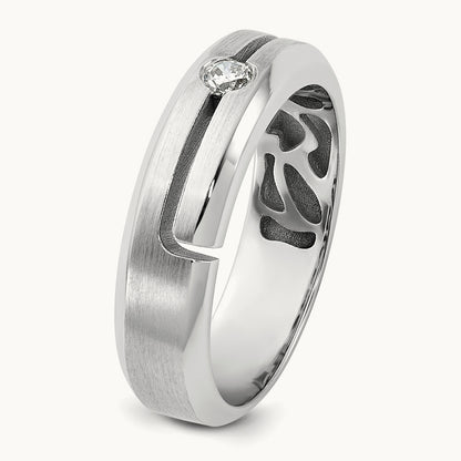 IB Goodman Mens Satin Complete 1/10ct Diamond Ring, 14K White Gold