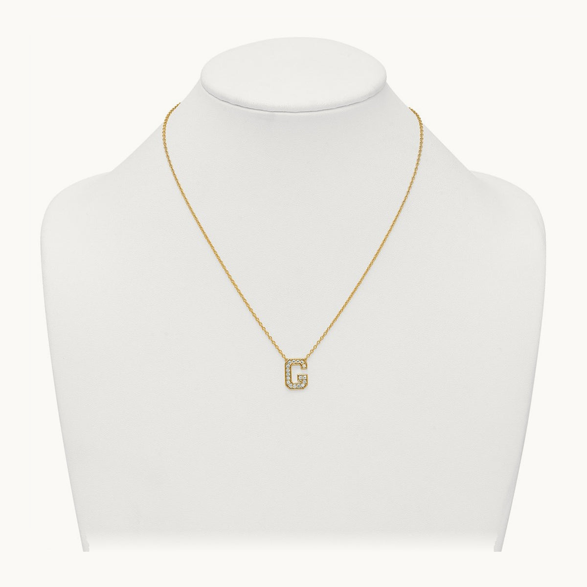 Initial Necklace — 14K Yellow Gold, G, 1/3 ct