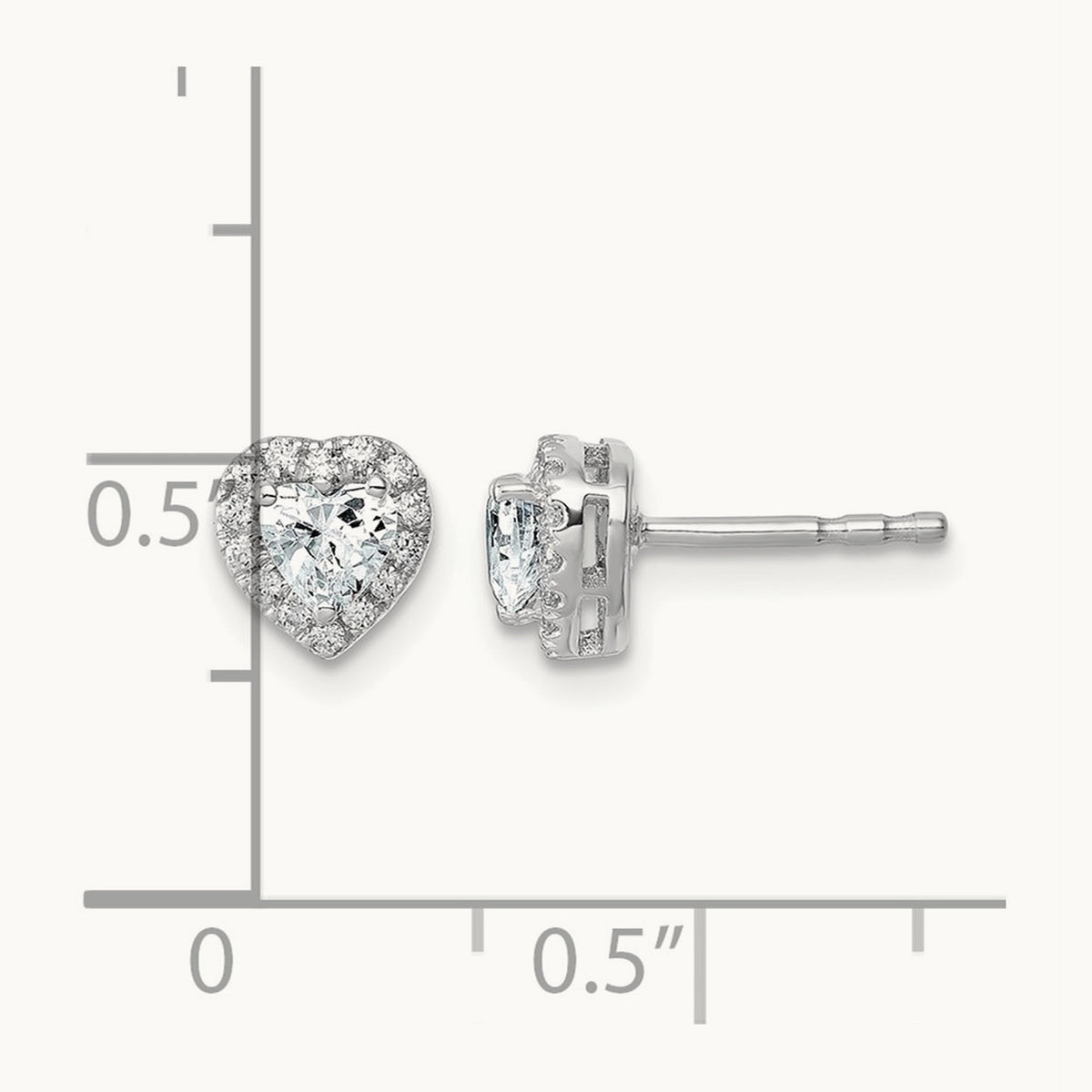 Heart Halo Post Earrings, 0.50-7.25 ct tw Lab-Grown Diamond — 5/8 ct, VS/SI (Great) · Certified, 14K White Gold