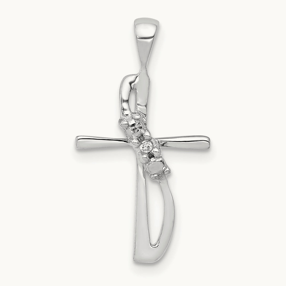 .01ct. Diamond Cross Pendant, 14K White Gold