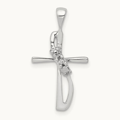 .01ct. Diamond Cross Pendant, 14K White Gold