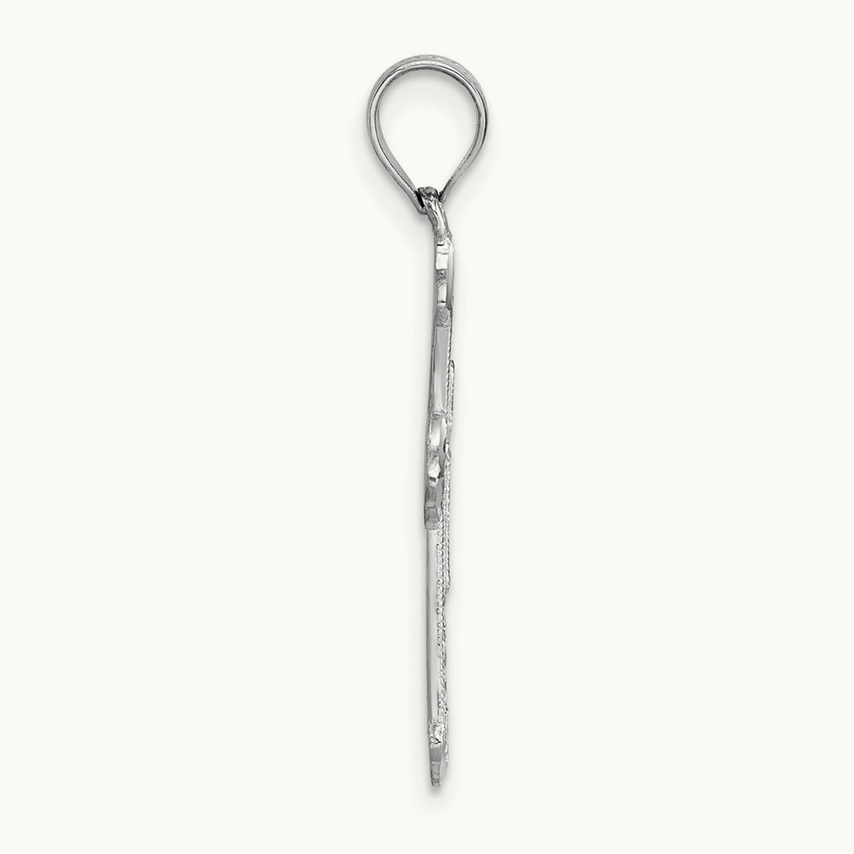 Polished Diamond-cut Textured Fancy Cross Pendant — 14K White Gold