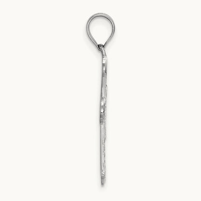 Polished Diamond-cut Textured Fancy Cross Pendant — 14K White Gold