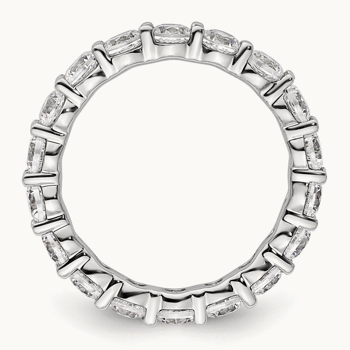 Polished Shared Prong Diamond Eternity Band — 14K White Gold, 1.854 ct, 4.5