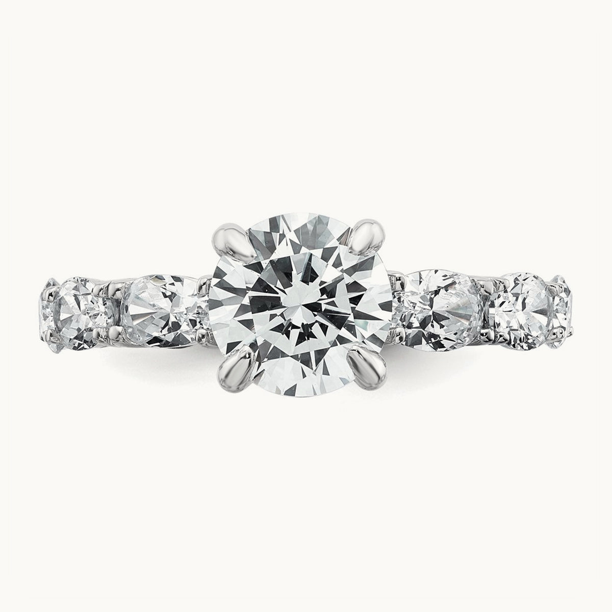 3 3/4 Round Engagement Ring, 3.75 ct tw Lab-Grown Diamond — 14K White Gold