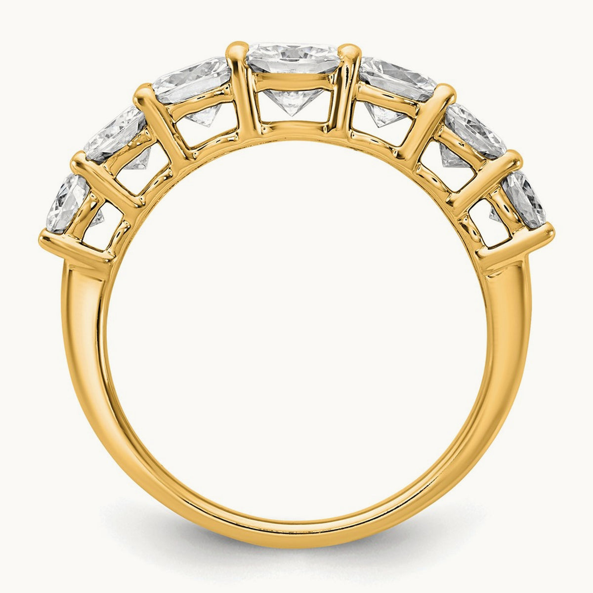 Cushion 7 Stone Band, 1.50-3.25 ct tw Lab-Grown Diamond — 2 3/8 ct, 14K Yellow Gold