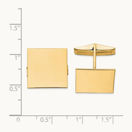 Men's Square Cuff Links, 14K
