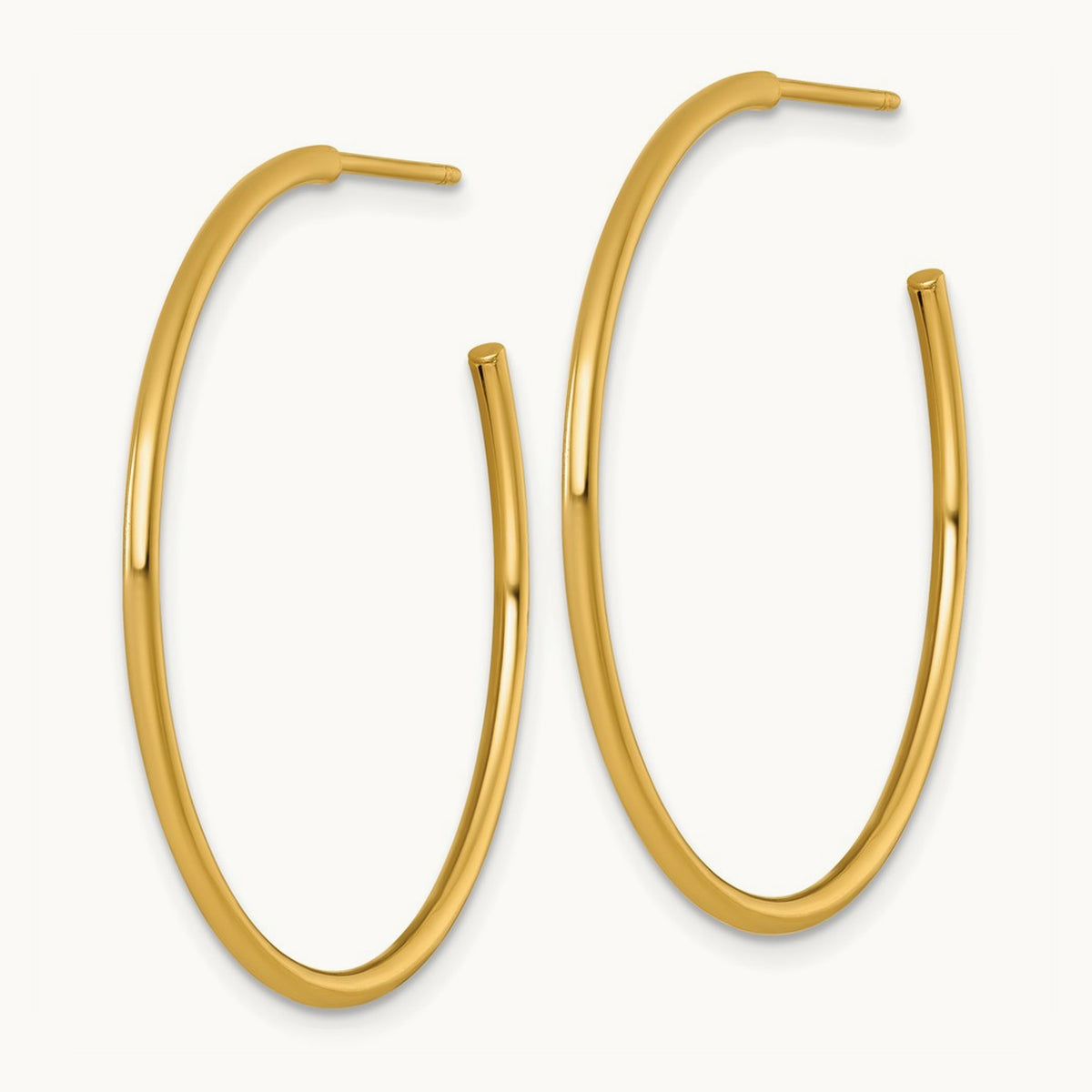 1.5 x Polished Post Hoop Earrings, 35mm, 14K