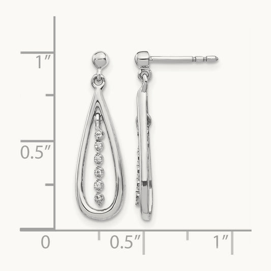 Diamond Teardrop Post Earrings — 14K White Gold