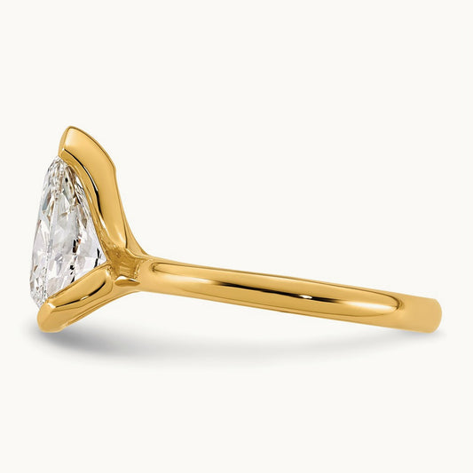 Pear Half Bezel Engagement Ring, 2-4 ct Lab-Grown Diamond