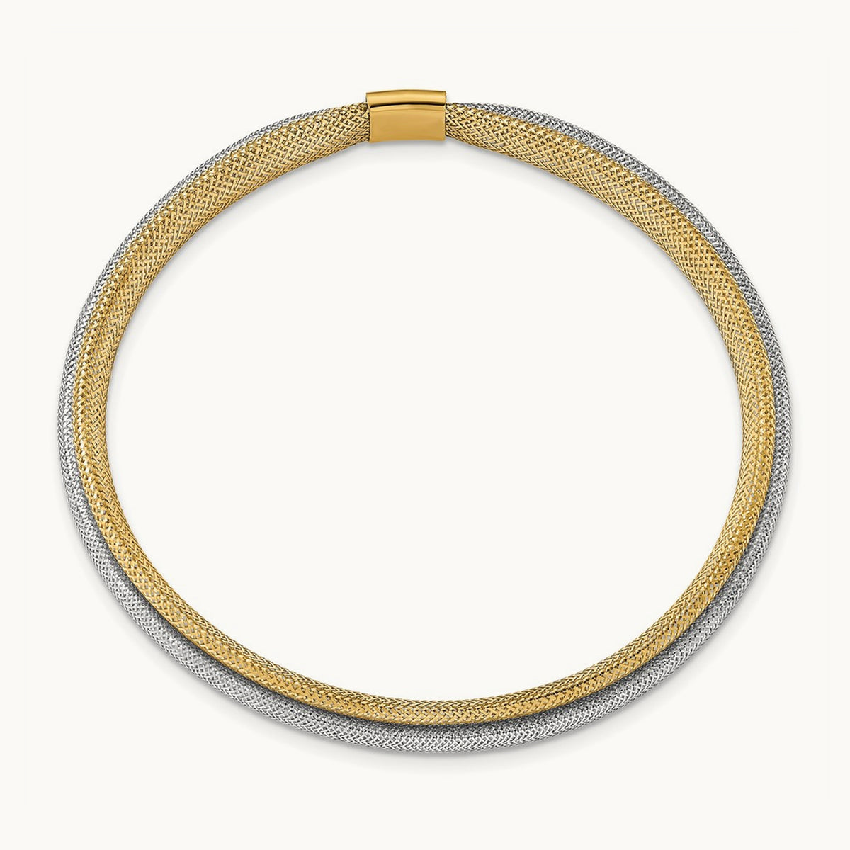 w/Rhodium Polished Mesh Stretch Bracelet, 14K — Leslie's