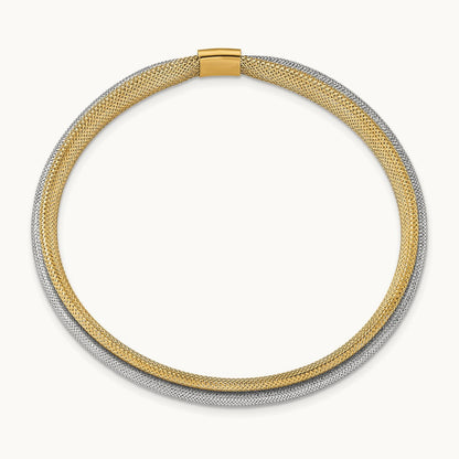 w/Rhodium Polished Mesh Stretch Bracelet, 14K — Leslie's
