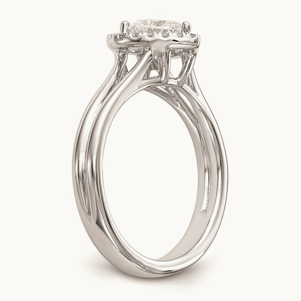 Heart Halo Semi-Mount Split Shank Engagement Ring, 0.10 ct tw