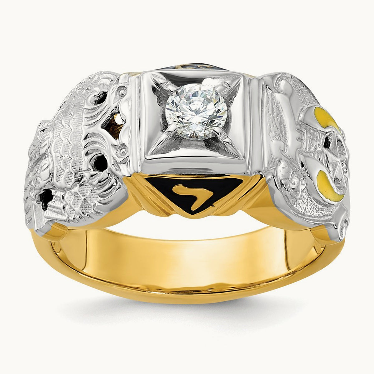 14ktt IBGoodman Men's Enamel & Diamond Eagle Masonic Shriner's Ring