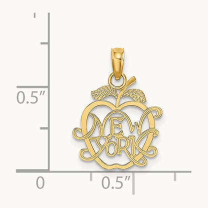 NEW YORK in Apple Cut-out Charm, 14K