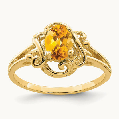 7x5mm Oval Citrine ring, 14K