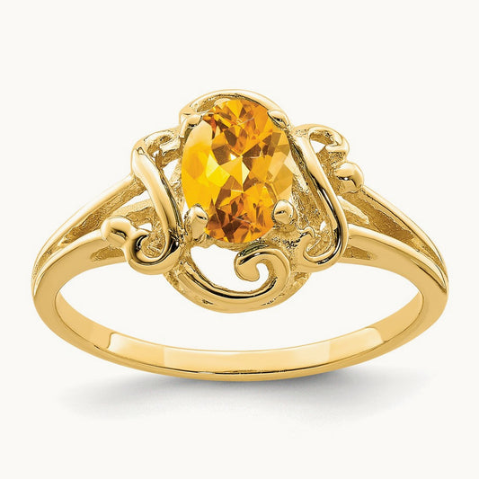 7x5mm Oval Citrine ring, 14K