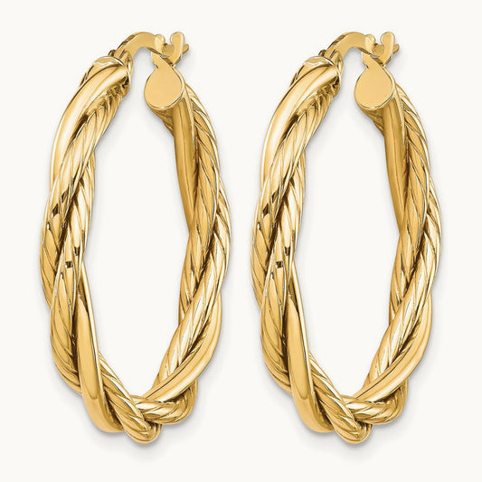 Polished Twisted Hoop Earrings, 10K — Leslie's