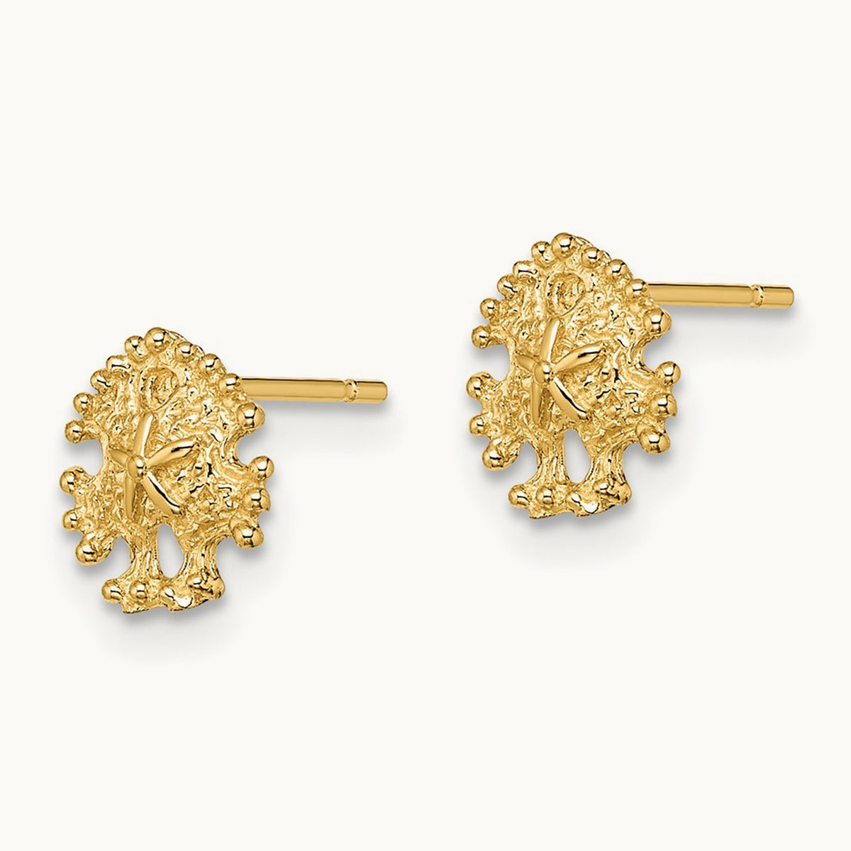 Mini Sand Dollar Post Earrings, 14K