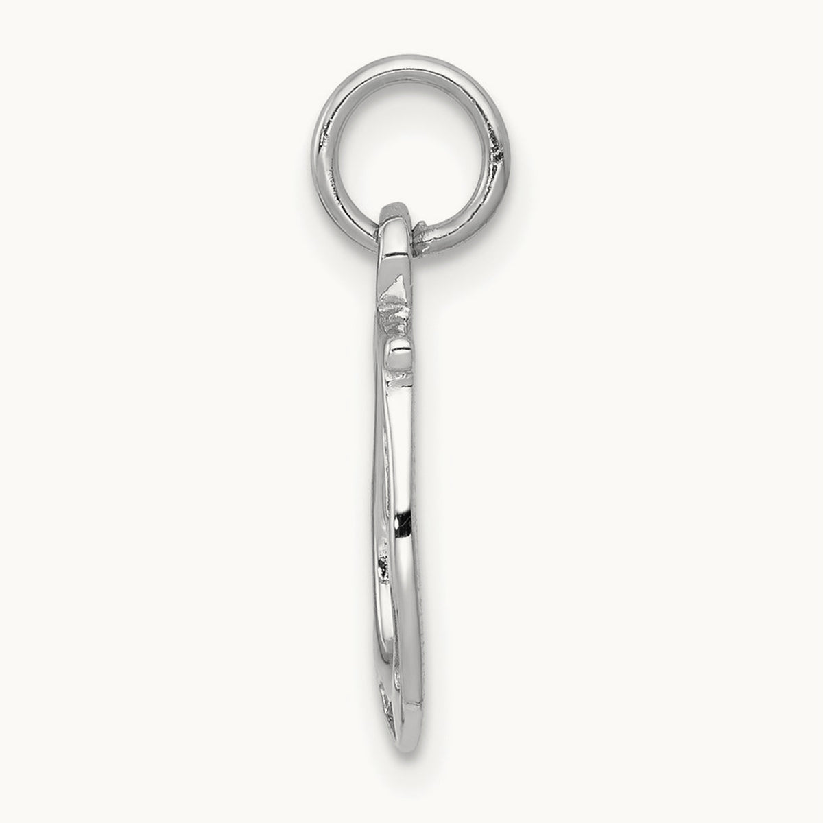 Solid Polished Horseshoe Charm — 14K White Gold