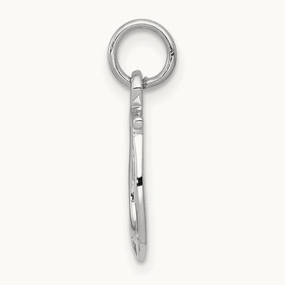 Solid Polished Horseshoe Charm — 14K White Gold