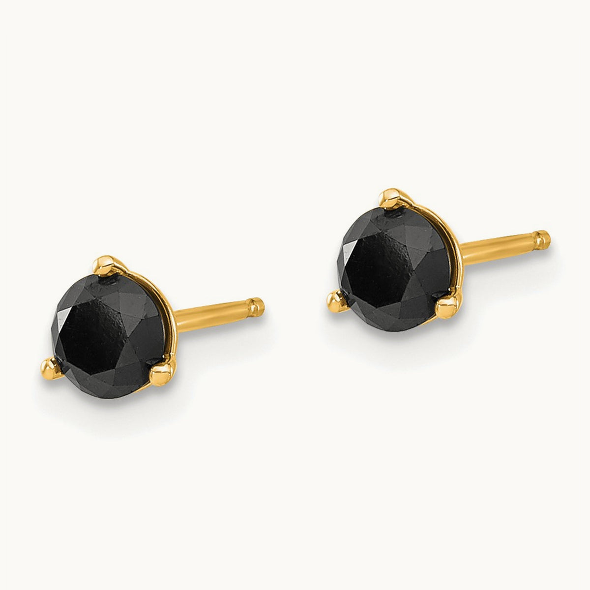 Black Diamond Stud Earrings — 14K Yellow Gold, 5mm, 0.8 ct