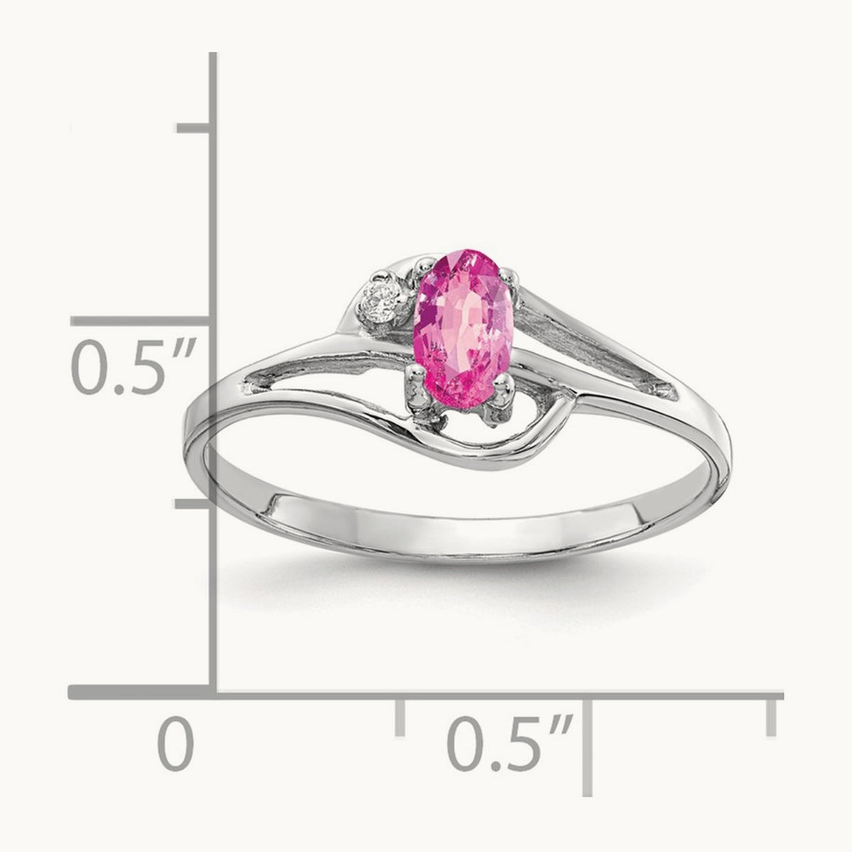 5x3mm Oval Pink Sapphire AA Diamond ring, 14K White Gold