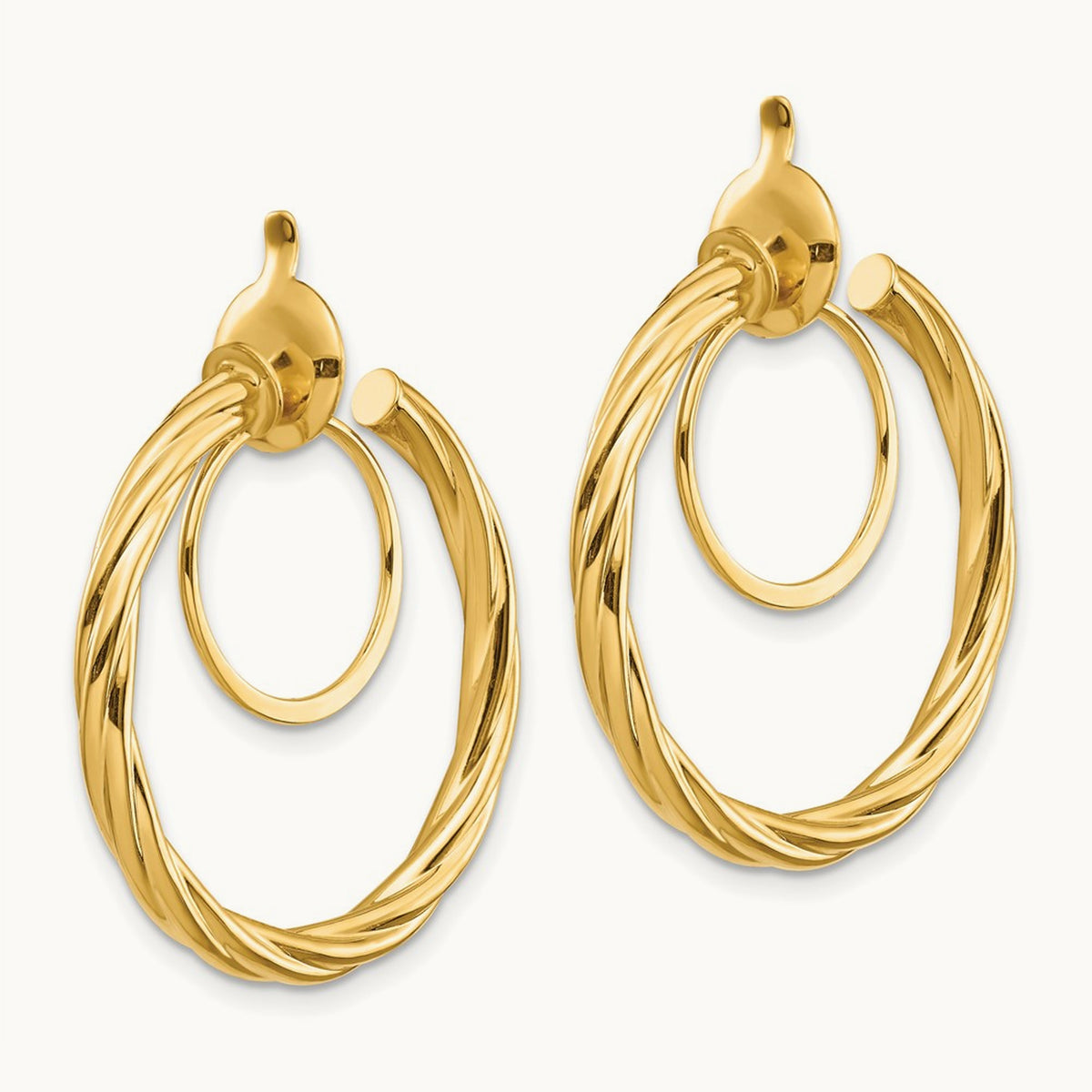 Twisted Non-pierced Hoop Earrings, 14K