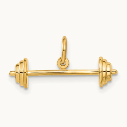 3D Barbell Charm, 14K