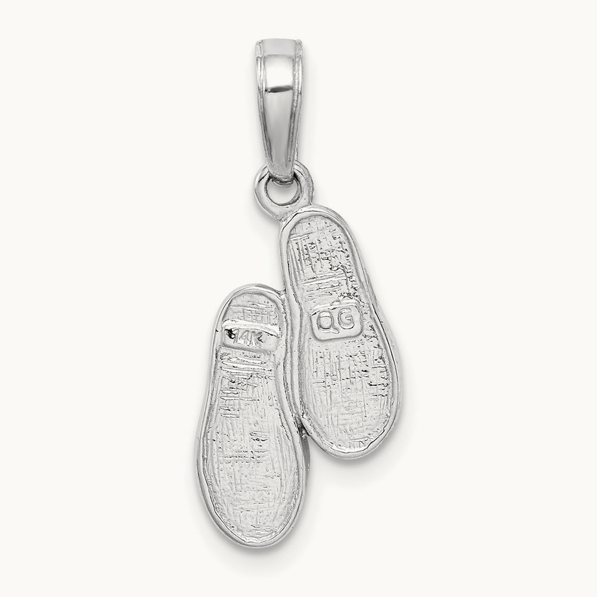 3D Flip Flops Pendant — 14K White Gold