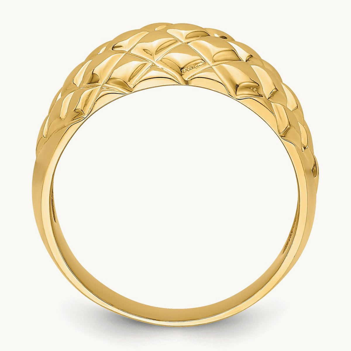 Polished Basket Weave Pattern Ring, 14K