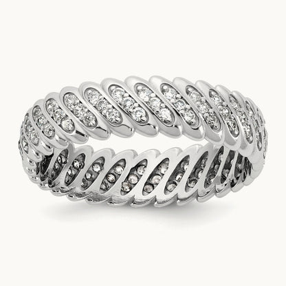 Polished Diamond Band Ring Complete, 14K White Gold