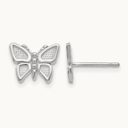 Butterfly Earrings, 14K White Gold