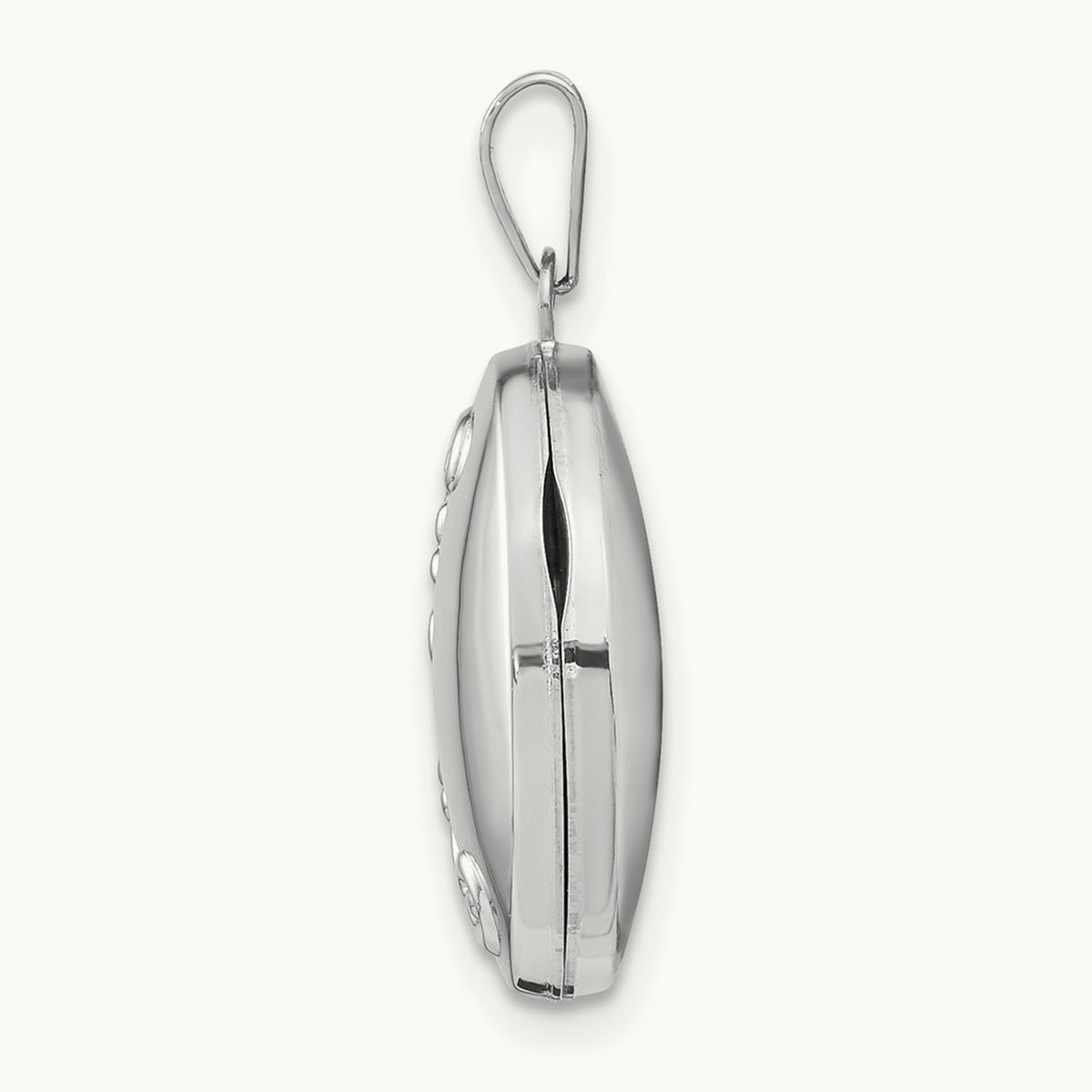 Floral Oval Locket — 14K White Gold