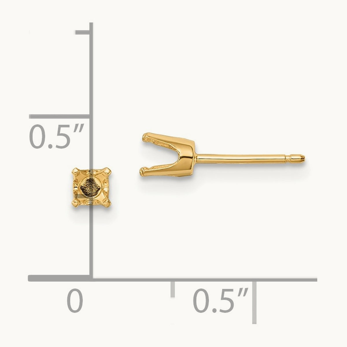 Setting: Round Stud Earring Mounting with backs — 14K Yellow Gold