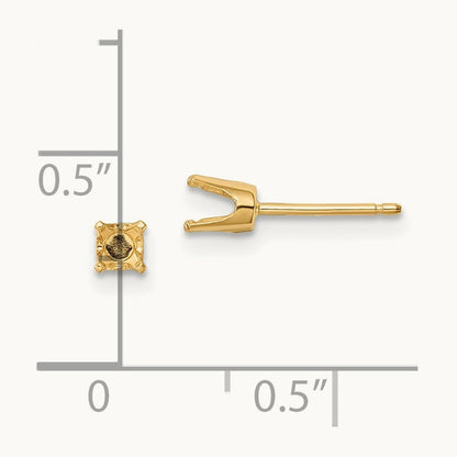 Setting: Round Stud Earring Mounting with backs — 14K Yellow Gold