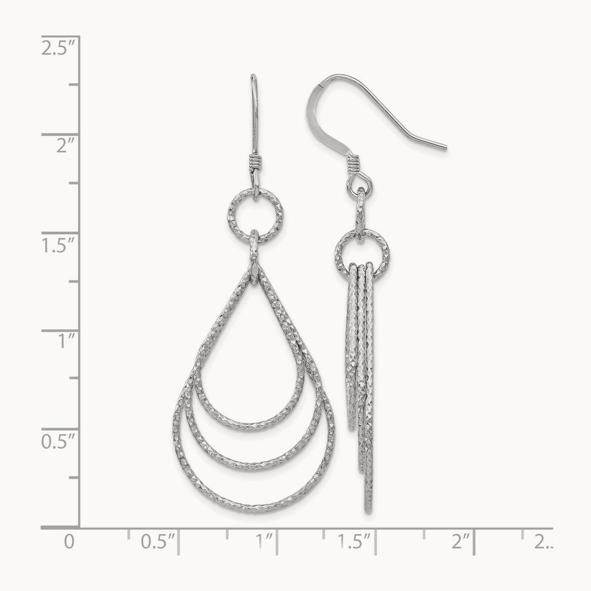 Rhod-pltd Textured Shepherd Hook Dangle Earrings — Leslie's — photo set