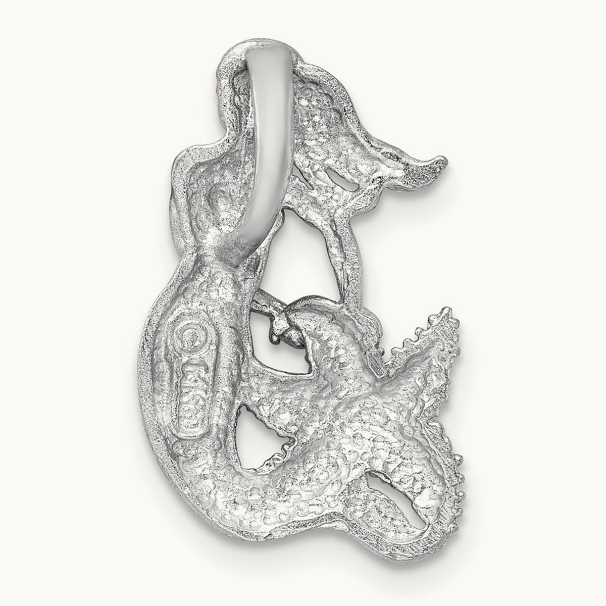 Satin and Diamond-Cut Mermaid Slide, 14K White Gold