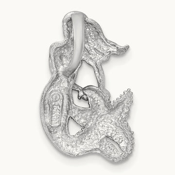 Satin and Diamond-Cut Mermaid Slide, 14K White Gold